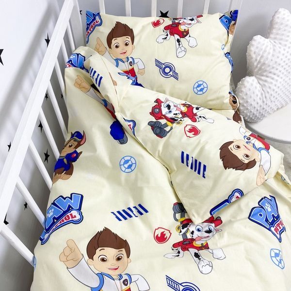 Дитяча постільна білизна для ліжечка 120х60 см Oh My Kids &laquo;Щенячий патруль&raquo; молочний