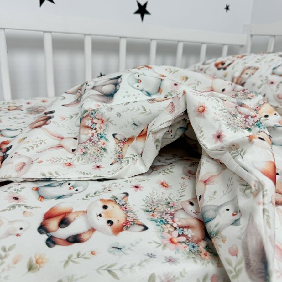 Дитячий комплект постільної білизни у ліжечко 120х60 см Oh My Kids &laquo;Зайчики лисички&raquo;