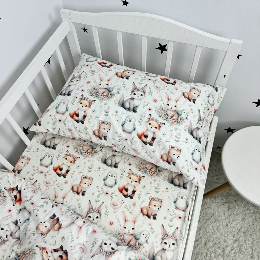 Дитячий комплект постільної білизни у ліжечко 120х60 см Oh My Kids &laquo;Зайчики лисички&raquo;