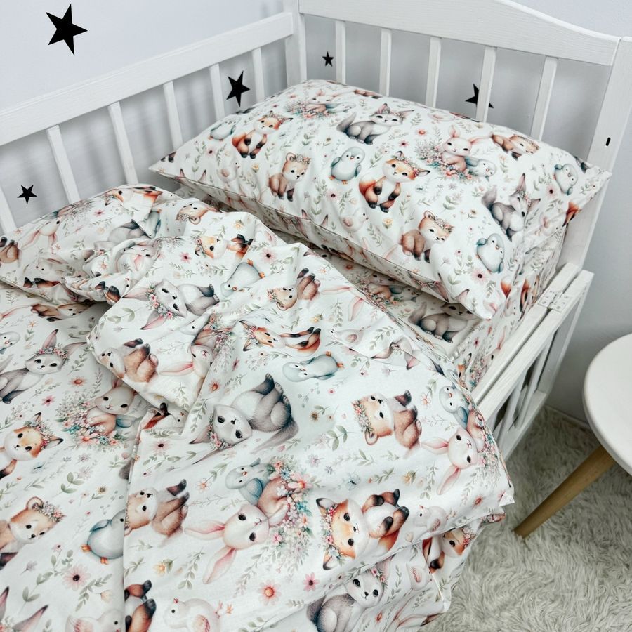 Дитячий комплект постільної білизни у ліжечко 120х60 см Oh My Kids &laquo;Зайчики лисички&raquo;
