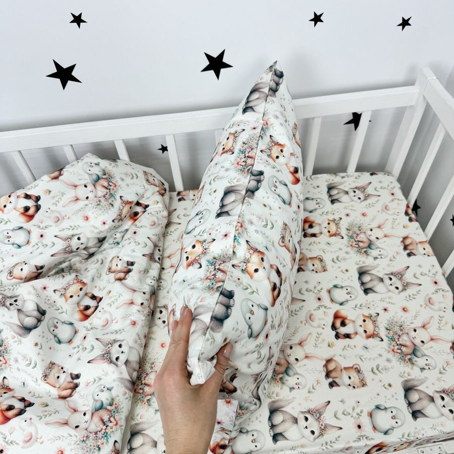 Дитячий комплект постільної білизни у ліжечко 120х60 см Oh My Kids &laquo;Зайчики лисички&raquo;