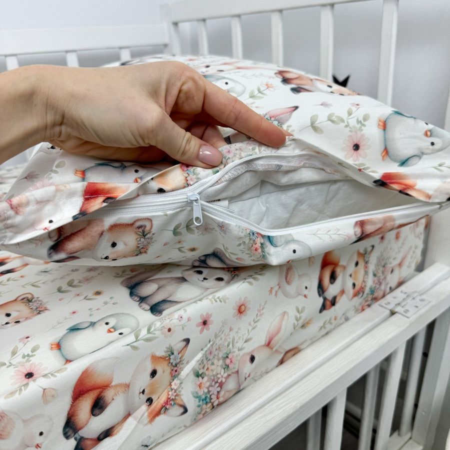 Дитячий комплект постільної білизни у ліжечко 120х60 см Oh My Kids &laquo;Зайчики лисички&raquo;