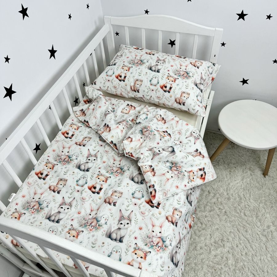 Дитячий комплект постільної білизни у ліжечко 120х60 см Oh My Kids &laquo;Зайчики лисички&raquo;