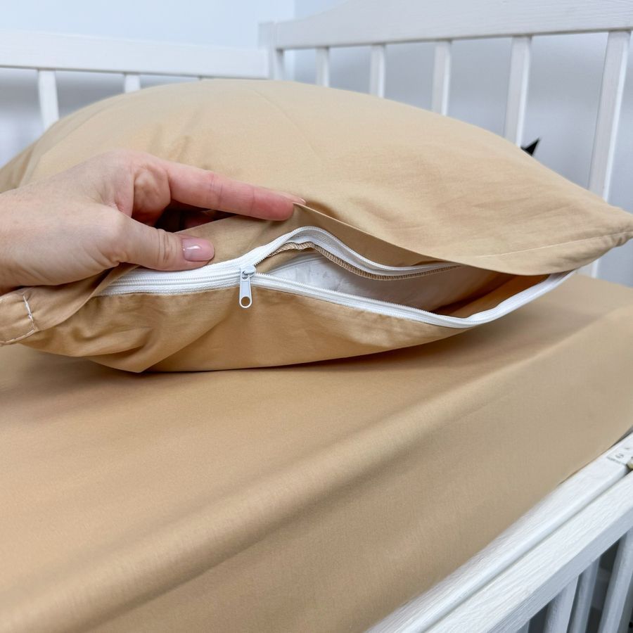 Постільна білизна у ліжко 160х80 см з підковдрою 140х110 см ОМК "Бежевий" ранфорс