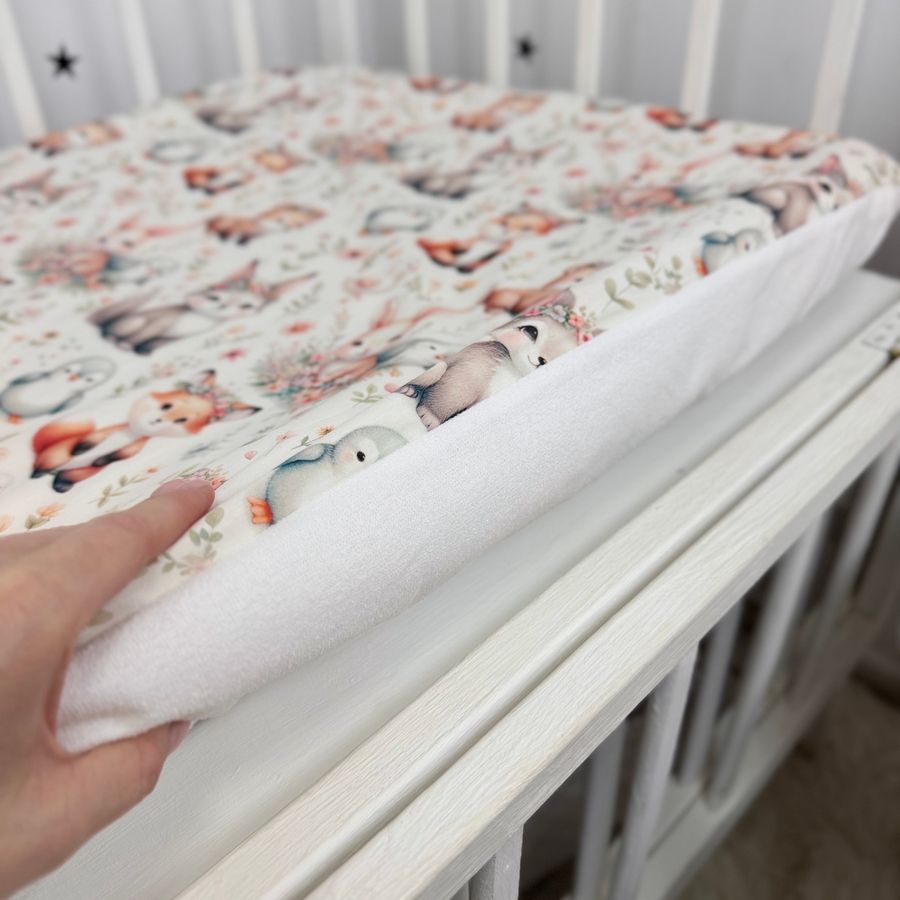 Детская водонепроницаемая простыня в кровать 160х80 см OMK "Rabbits and Foxes" персиковая