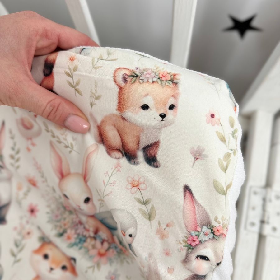 Детская водонепроницаемая простыня в кровать 160х80 см OMK "Rabbits and Foxes" персиковая