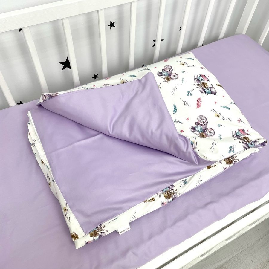 Детское полуторное сатиновое постельное белье 190х90 см Oh My Kids "Bunnies" сатин