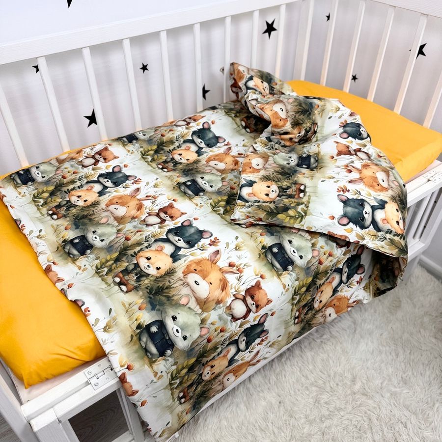 Постельное белье в кровать 160х80 см с пододеяльником 140х110 см Oh My Kids &laquo;Зверята&raquo; желтый