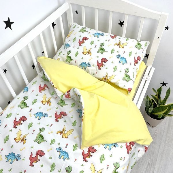 Постельное бельё в детскую кроватку Oh My Kids "Dino" желтый