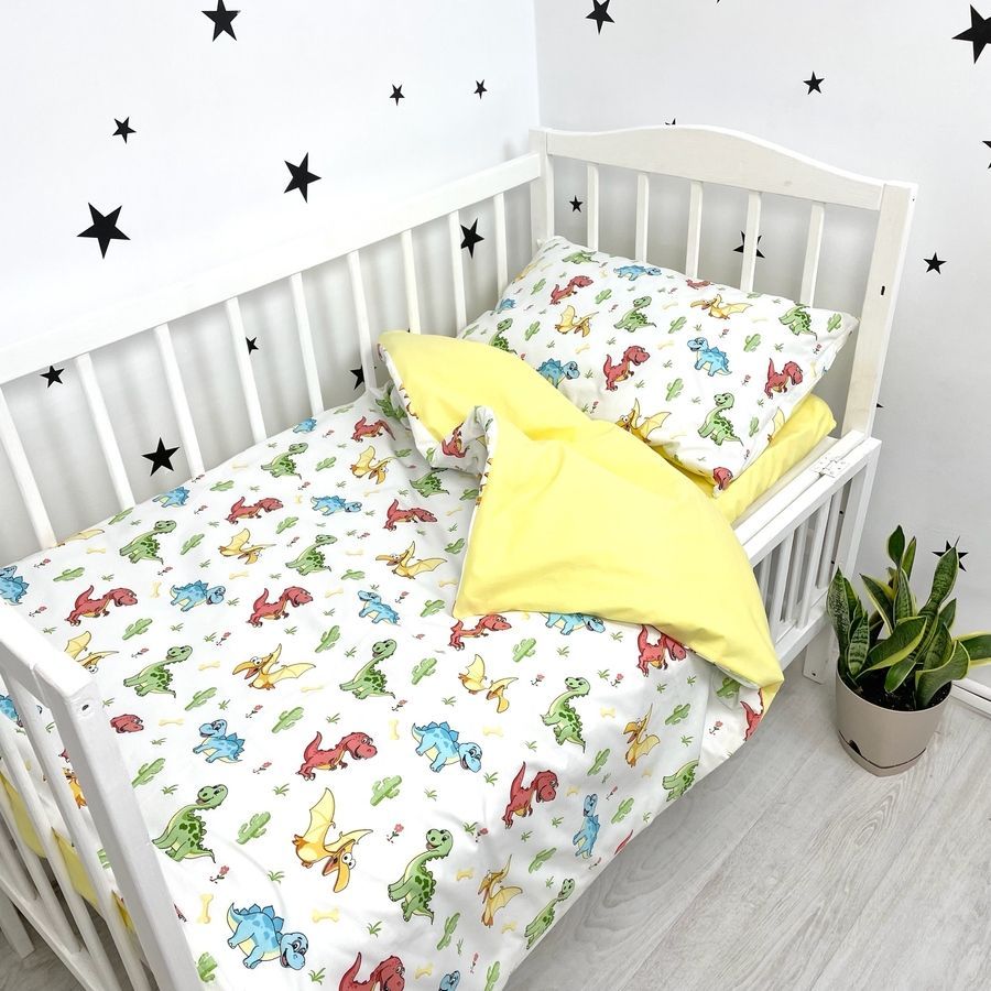 Постельное бельё в детскую кроватку Oh My Kids "Dino" желтый