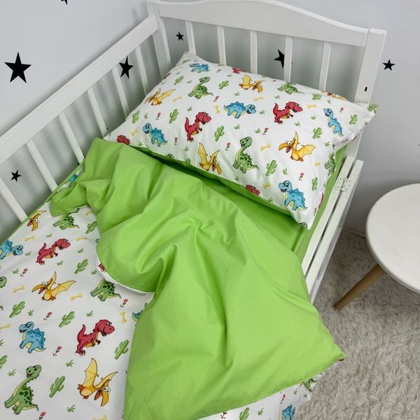 Полуторна дитяча постільна білизна 190х90 см для хлопчика Oh My Kids &laquo;Динозаврики&raquo; зелений