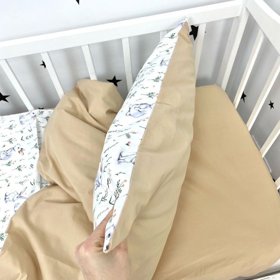 Постільна білизна в дитяче ліжко 120х60 см Oh My Kids "Зайчики" беж