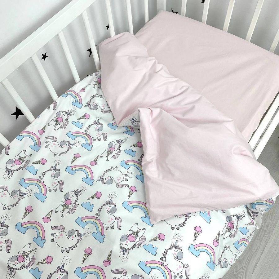 Постельное белье в кровать 80х160 см для девочки ОМК "Unicorns" розовый