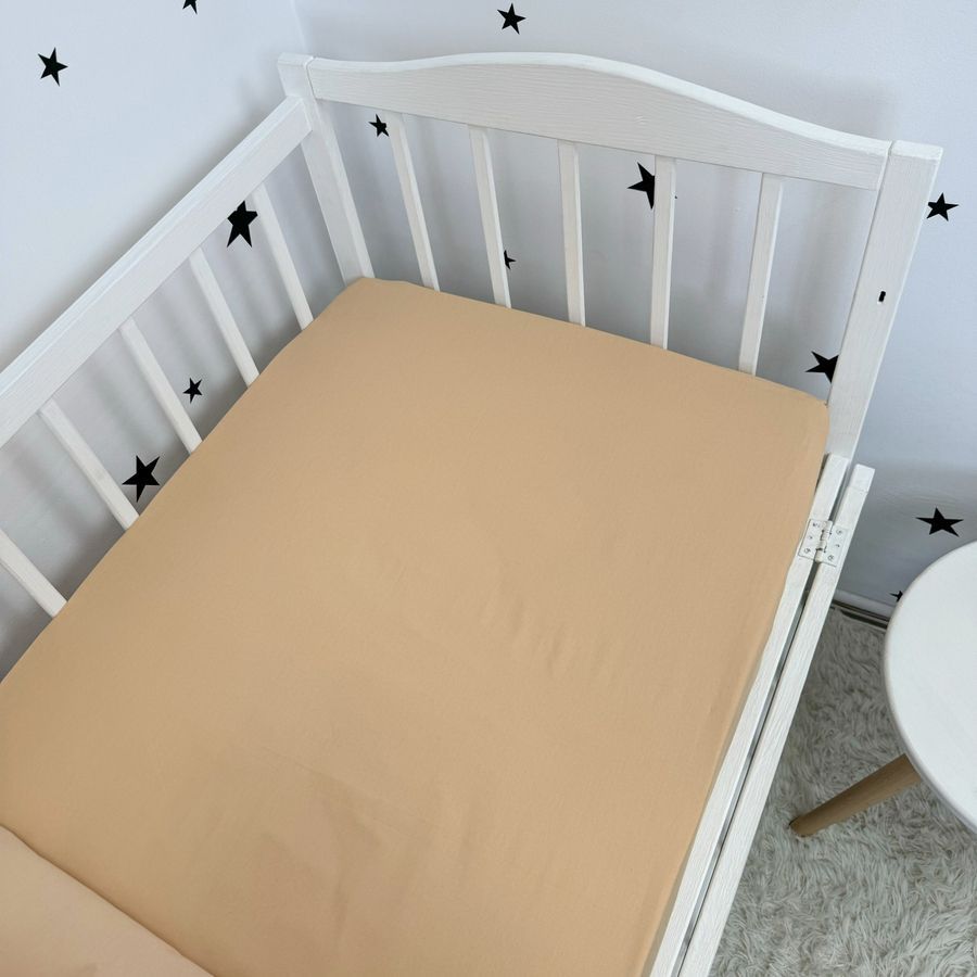Однотонное постельное белье с рюшами для кровати 160х80 см с пододеяльником 140х110 см Oh My Kids &laquo;Beige&raquo; ранфорс