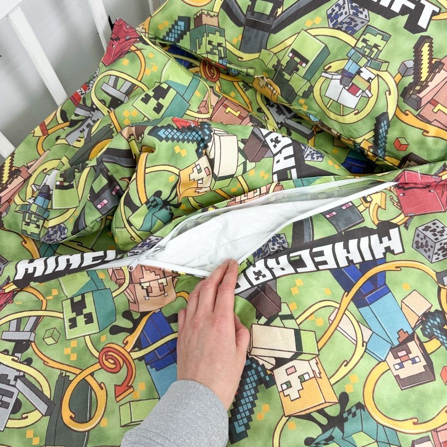 Дитяча постільна білизна у ліжко 120х60 см OMK "Minecraft" (підковдра 120х90 см) натуральна бавовна