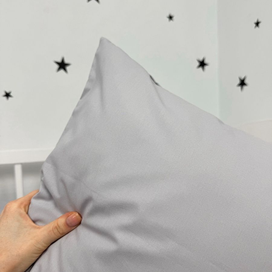 Детский комплект однотонного постельного белья для кровати 120х60 см Oh My Kids &laquo;Light Gray&raquo; натуральный хлопок