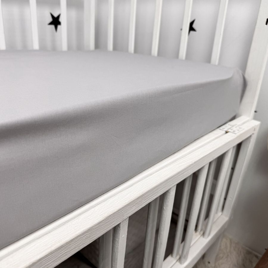 Детский комплект однотонного постельного белья для кровати 120х60 см Oh My Kids &laquo;Light Gray&raquo; натуральный хлопок