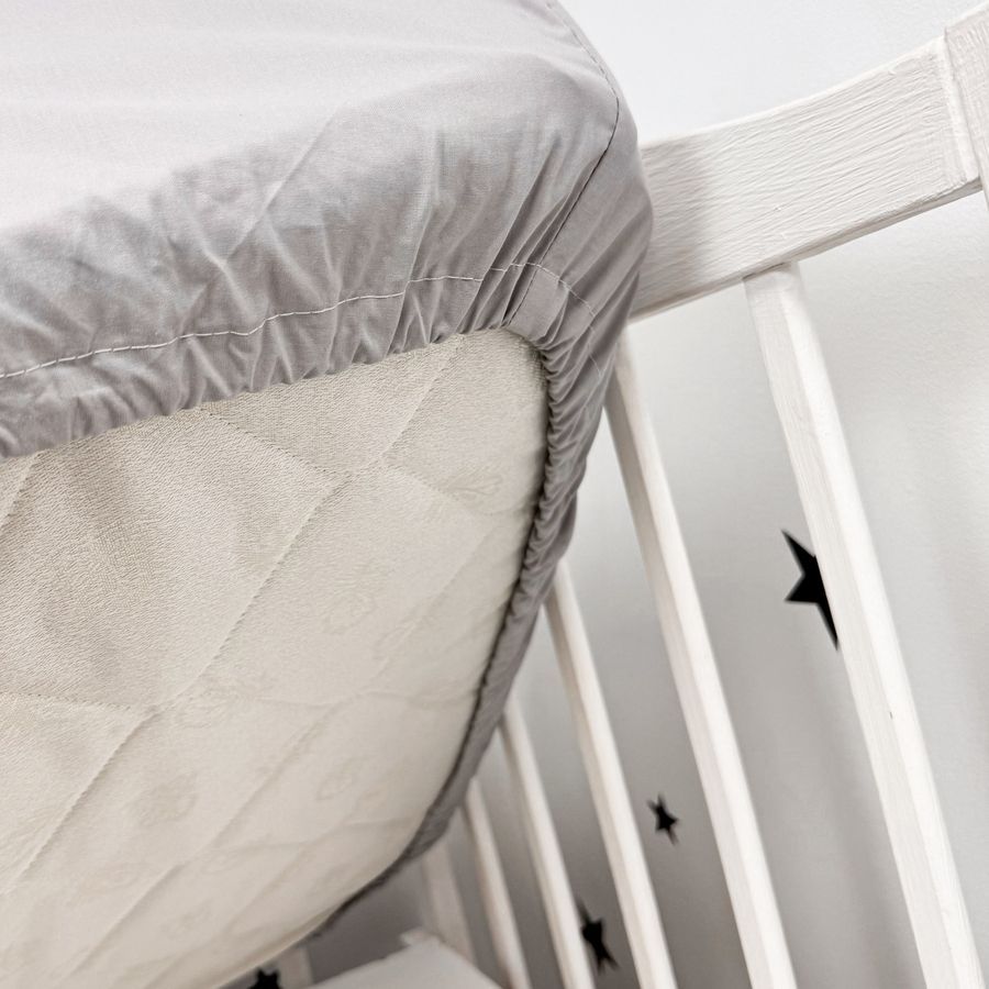 Детский комплект однотонного постельного белья для кровати 120х60 см Oh My Kids &laquo;Light Gray&raquo; натуральный хлопок
