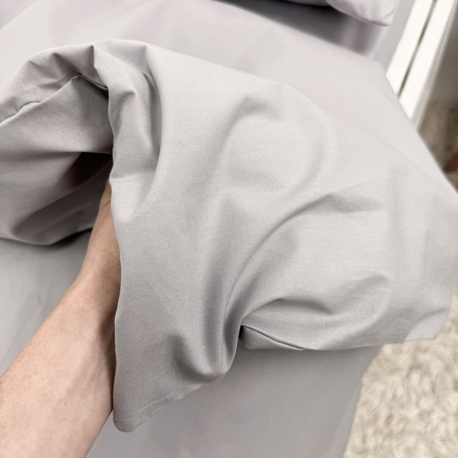 Детский комплект однотонного постельного белья для кровати 120х60 см Oh My Kids &laquo;Light Gray&raquo; натуральный хлопок