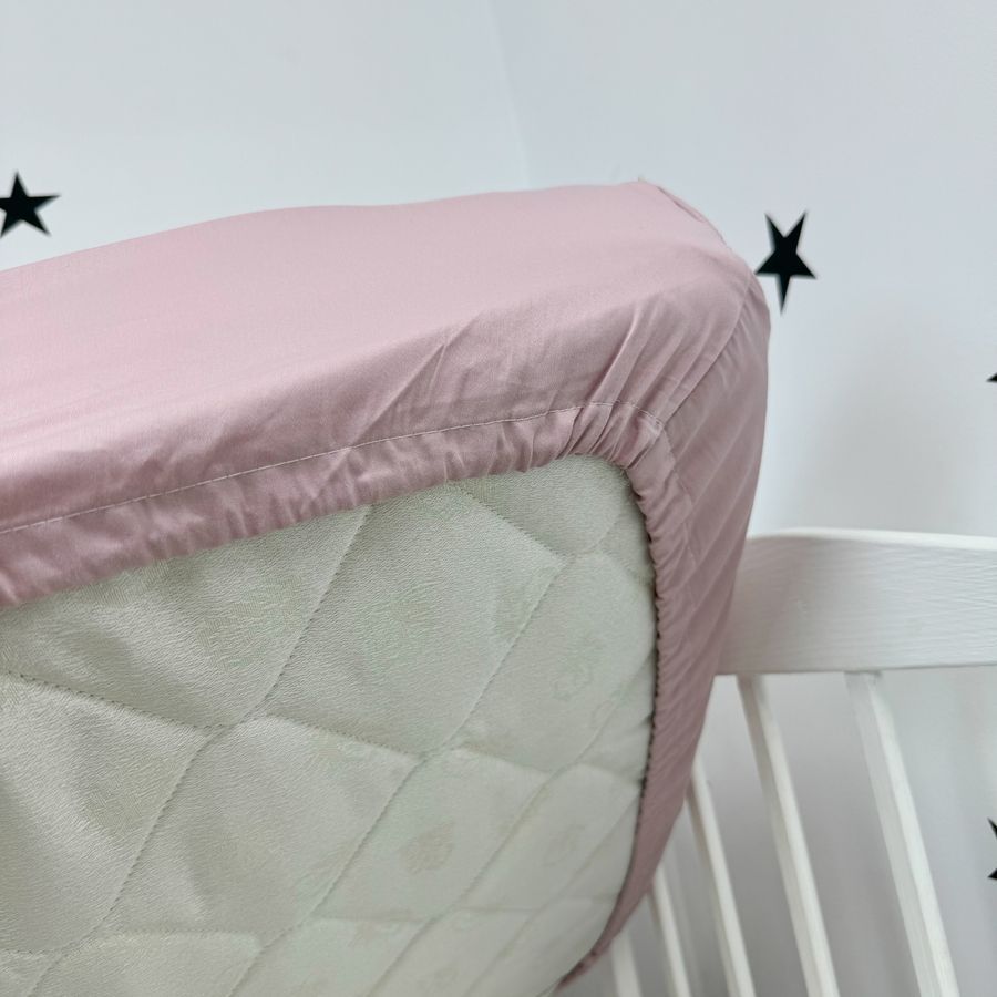 Однотонное сатиновое детское постельное белье для кровати 190х90 см Oh My Kids розово-пудровое