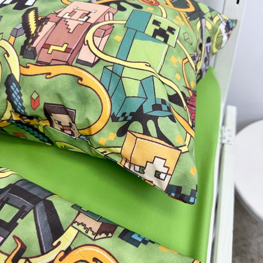 Детский комплект постельного белья в кровать 120х60 см OMK "Minecraft" (пододеяльник 120х90 см) ранфорс