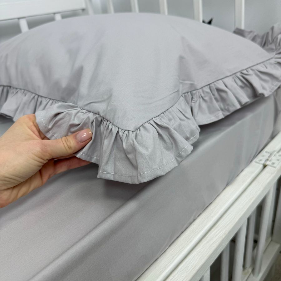 Комплект постельного белья с рюшами для кровати 160х80 см с пододеяльником 140х110 см Oh My Kids &laquo;Grey&raquo; ранфорс