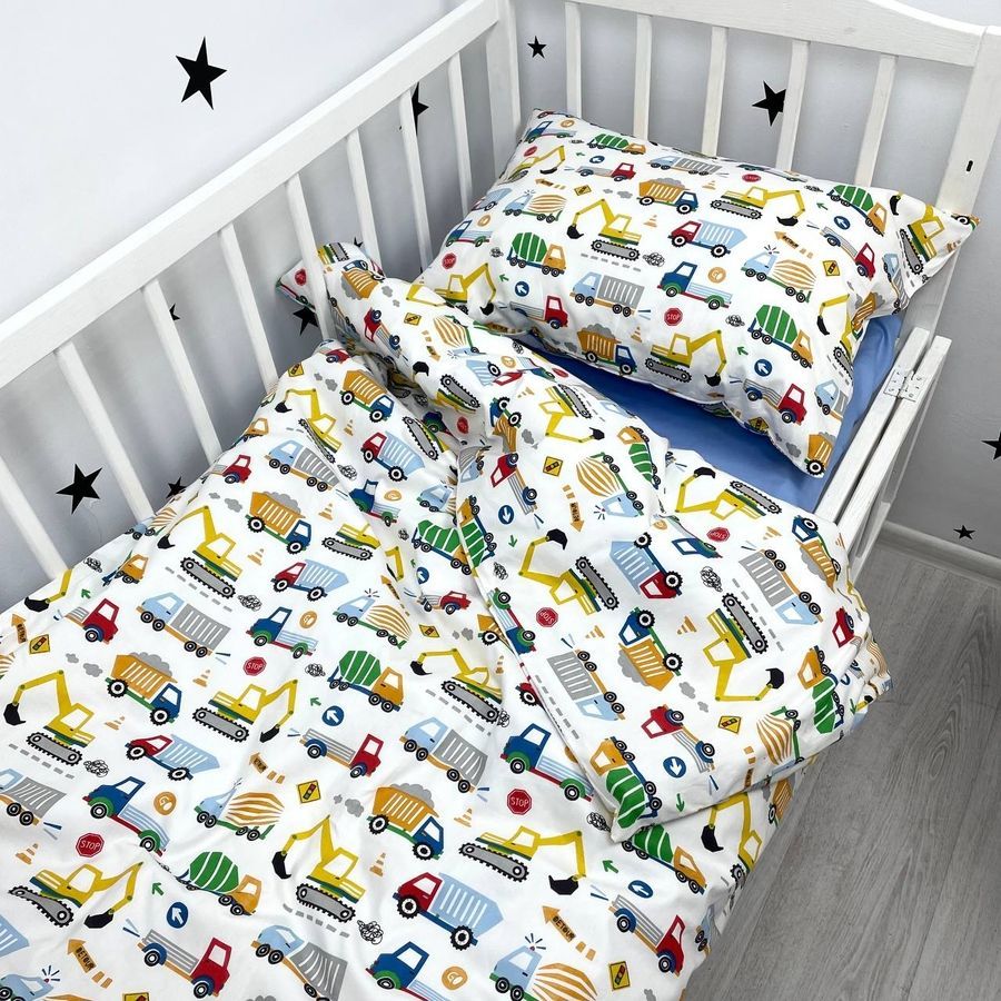 Постільна білизна для ліжка 160х80 см з підковдрою 140х110 см Oh My Kids &laquo;Машинки будівельні&raquo;