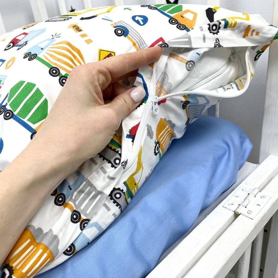 Постільна білизна для ліжка 160х80 см з підковдрою 140х110 см Oh My Kids &laquo;Машинки будівельні&raquo;
