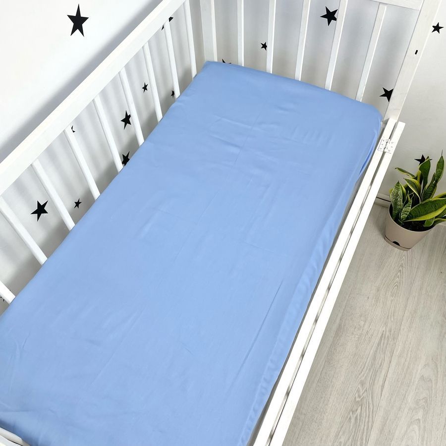 Простирадло на гумці у дитяче ліжко 120х60 см Oh My Kids "Deep Blue" сатин