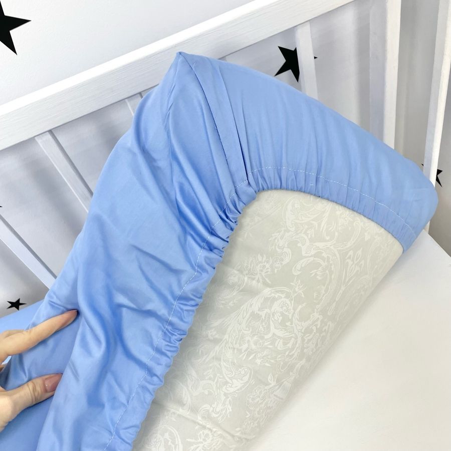 Простирадло на гумці у дитяче ліжко 120х60 см Oh My Kids "Deep Blue" сатин